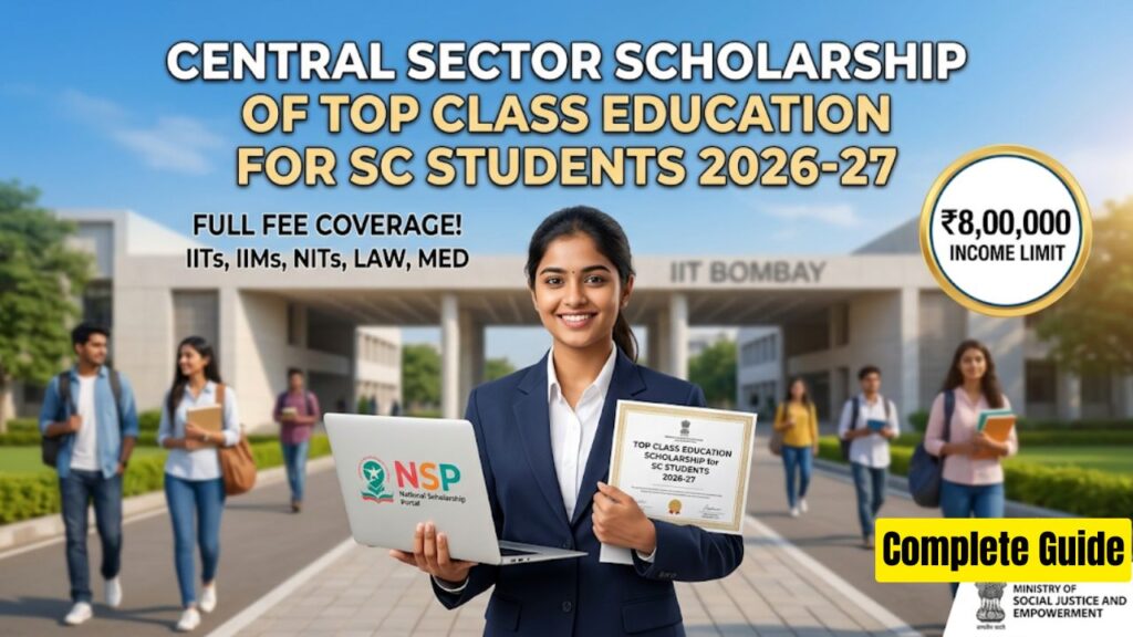 Central Sector Scholarship Of Top Class Education For SC Students 2026-27